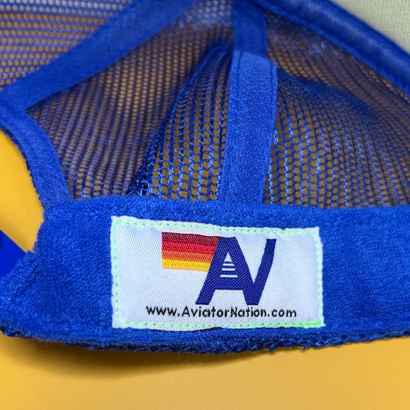 NWOT Aviator Nation Logo Rainbow Vintage Trucker Hat – Royal Blue Unisex - Picture 7 of 7